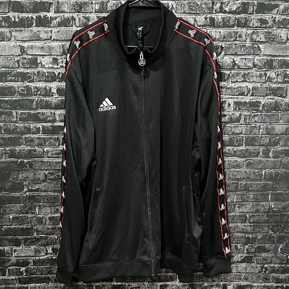 Adidas Men's Black Tango logo Jacket with Red Logo!